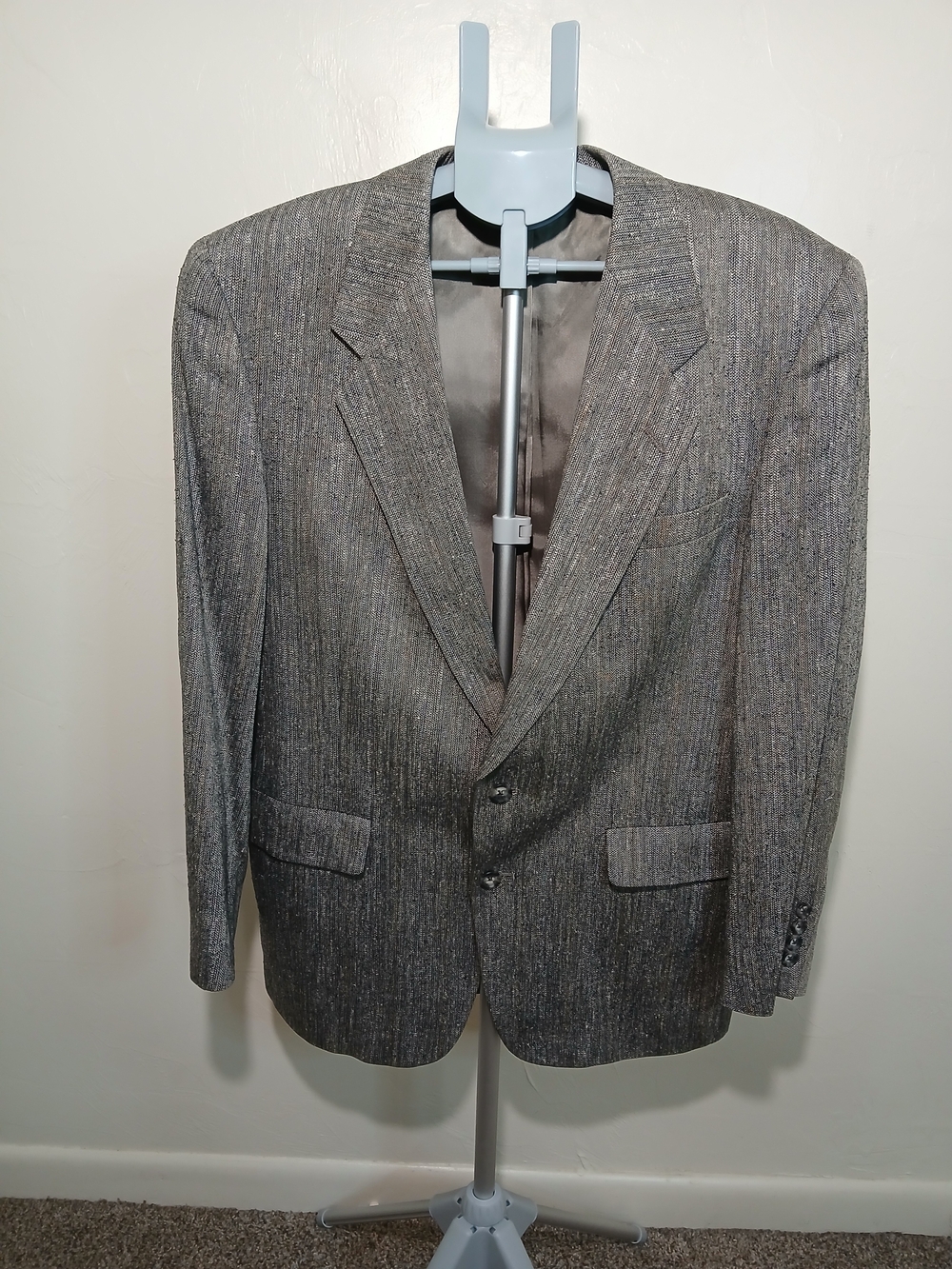 Vintage Gray Textured Wool Blend Blazer Sz. 42R